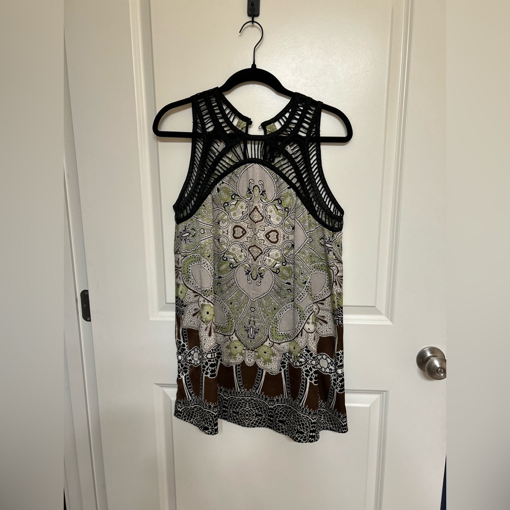 Etcetera Black and Green Silk Patterned Tunic